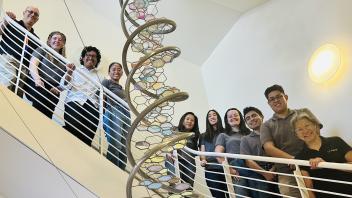 PREP scholars on the stairwell of Green Hall