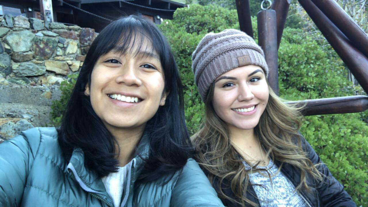 two PREP scholars at Fallen Leaf Lake, T32 retreat