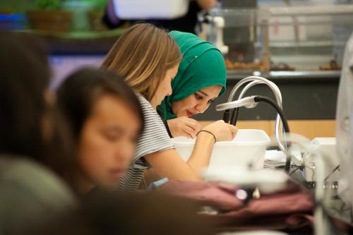 Students in a biology lab